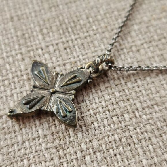 Vintage Necklace Brown Tone Chain Red Faux Stone Pendant Fashion Jewelry - Picture 10 of 10